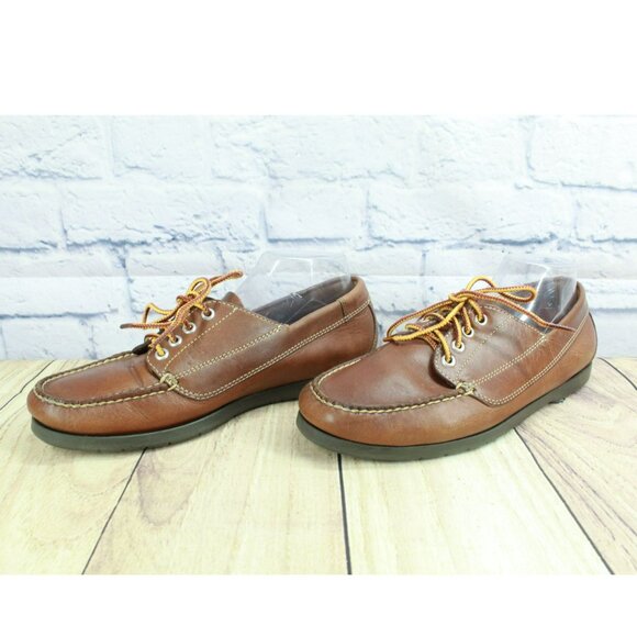 L.L. Bean Shoes Ll Bean Blucher Brown Leather Lace Up Moccasin Toe Loafer Shoes Size 9 Ee